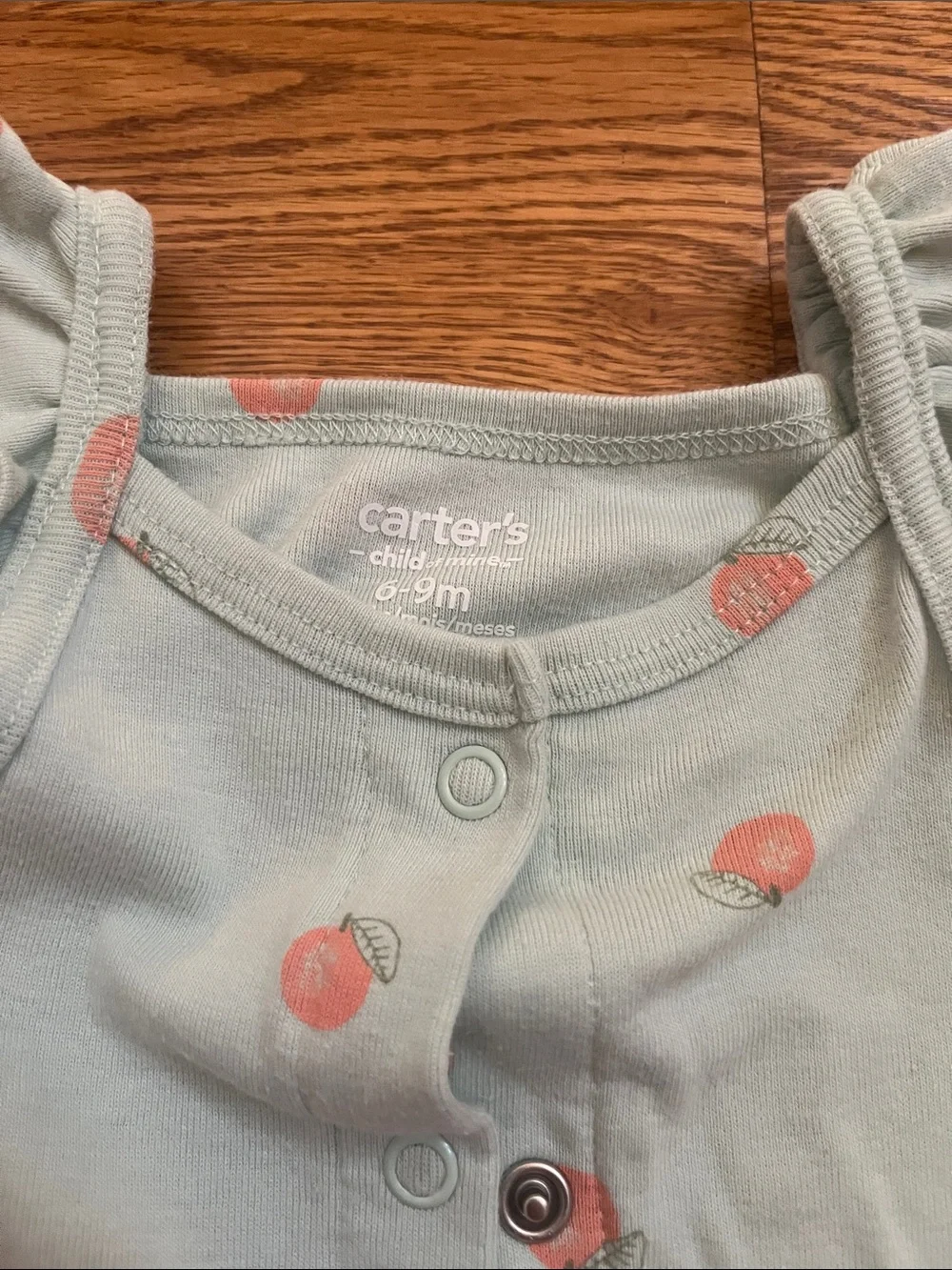 Carter's Mint Green Romper with Peach Print